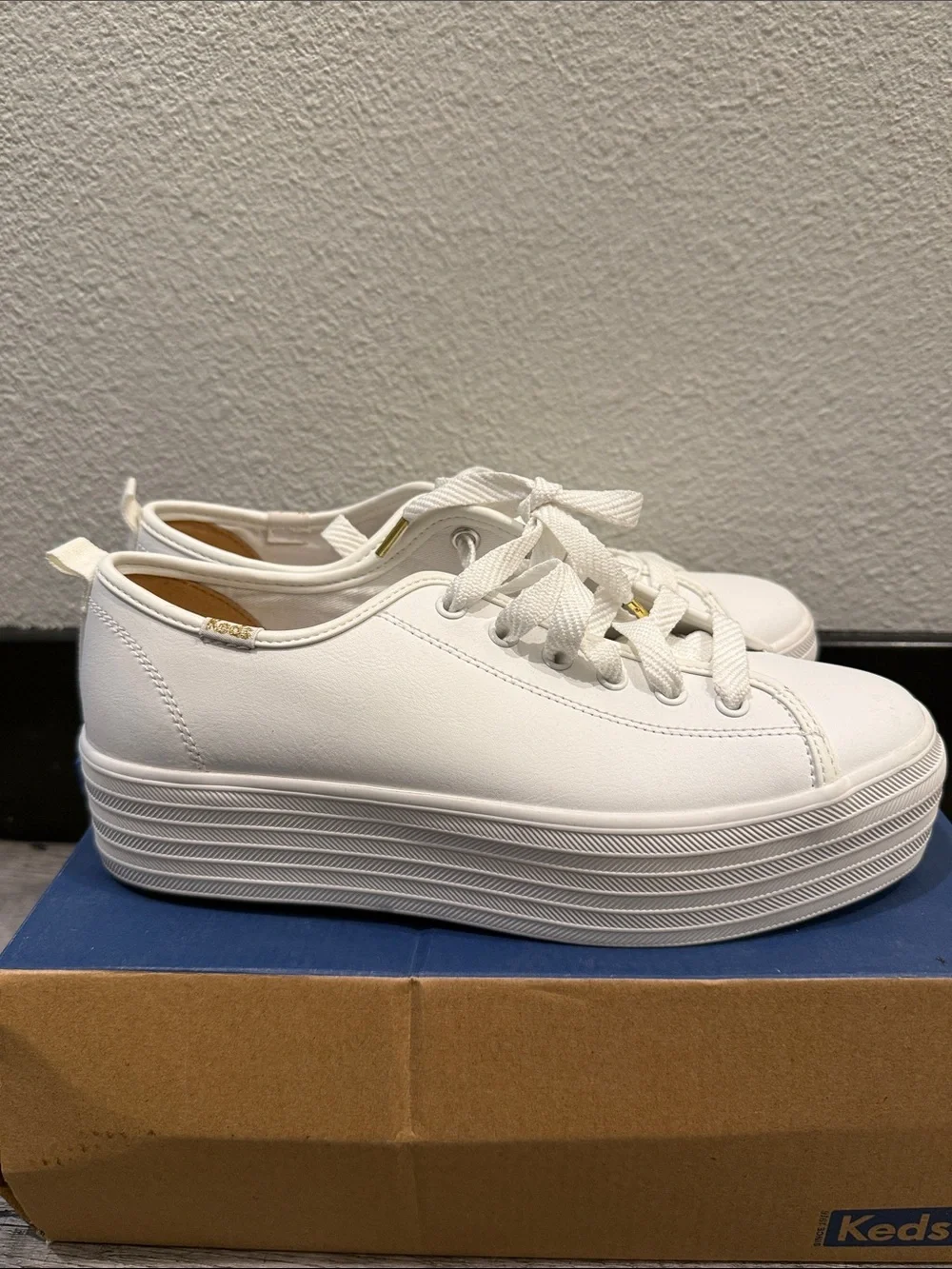 Keds White Women's Platform Lace-Up Sneakers
